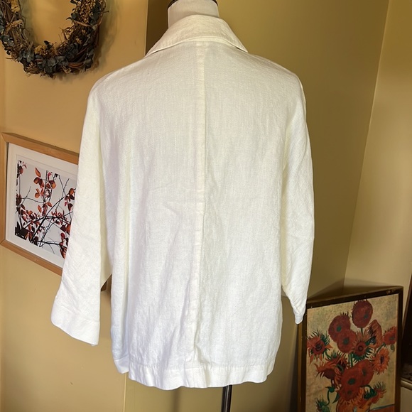 ELLEN TRACY Size 10 Buttonfront Soft Relaxed Blazer 100% Linen LagenLook casual - Picture 6 of 13